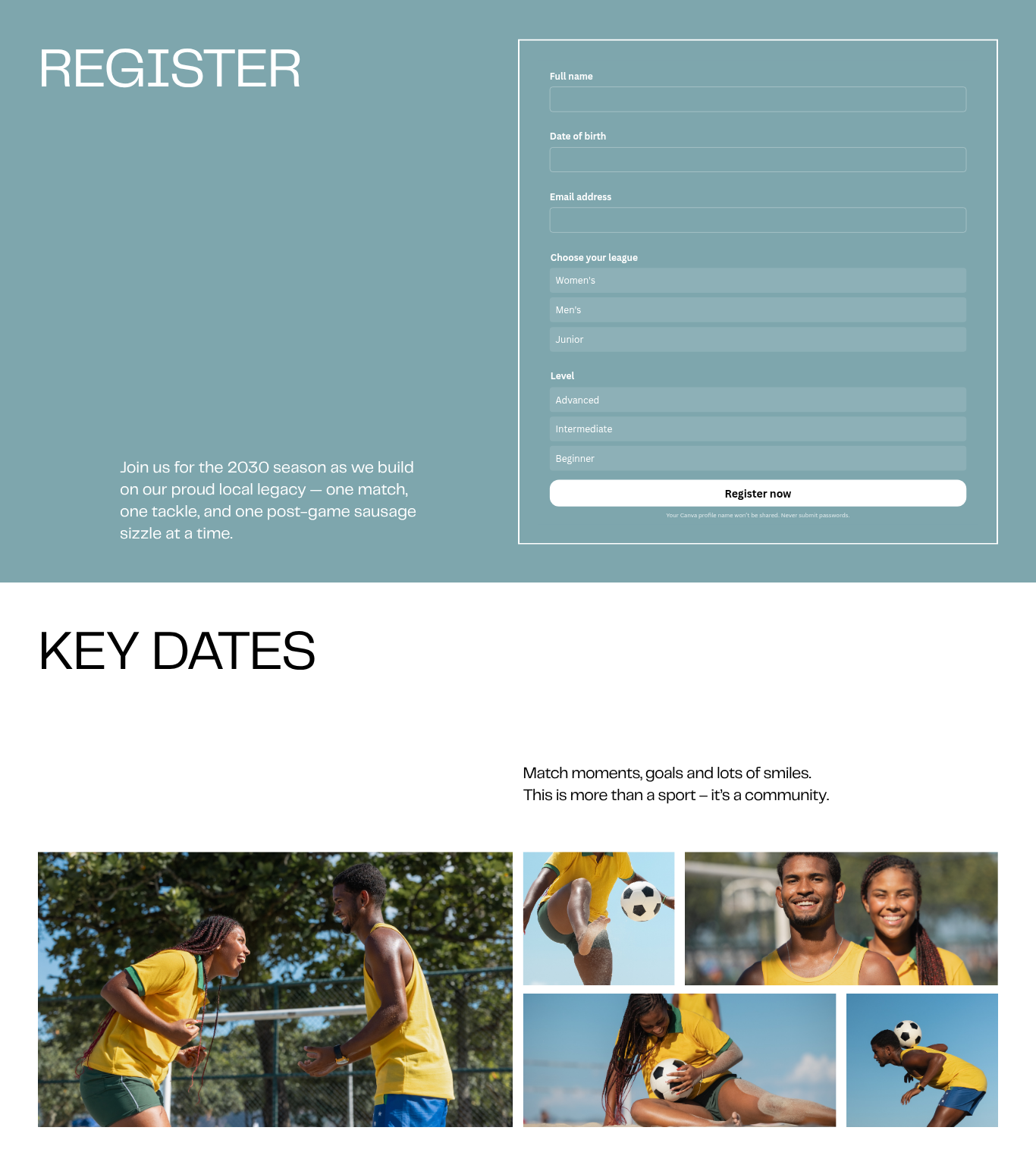 Register for the season